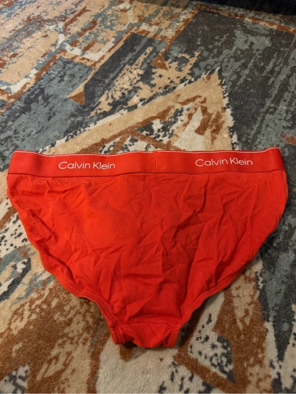 Calvin Klein Men's Bright Red Cotton Briefs with Branded Waistband